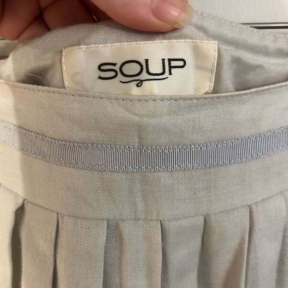 Soup Skirt Below Knee Length Midi pleated Cotton Blend 9 Off White Used - Picture 3 of 7